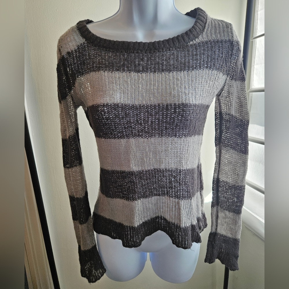 Vintage Billabong Striped Long Sleeve Mesh Long Sleeved Top Size S